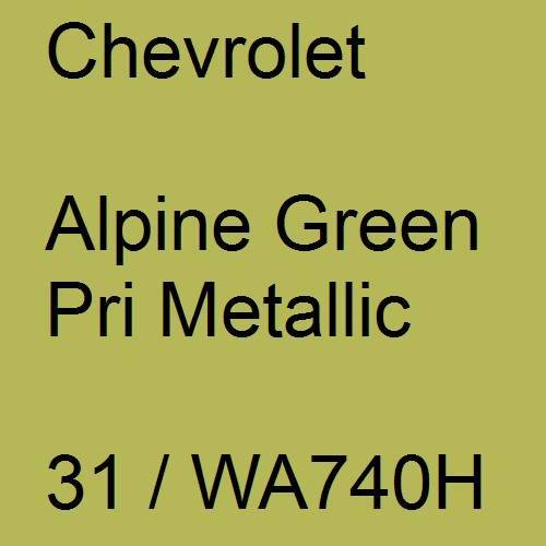 Chevrolet, Alpine Green Pri Metallic, 31 / WA740H.